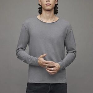 All Saints Gray Long Sleeve Organic Cotton Shirt, Men’s Medium
